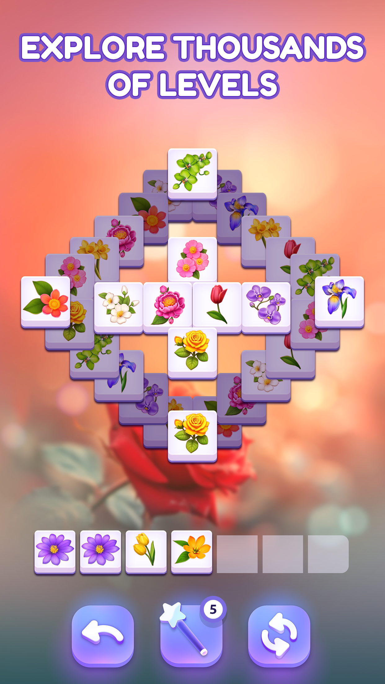 Blossom Match: パズルゲーム ステージ画面