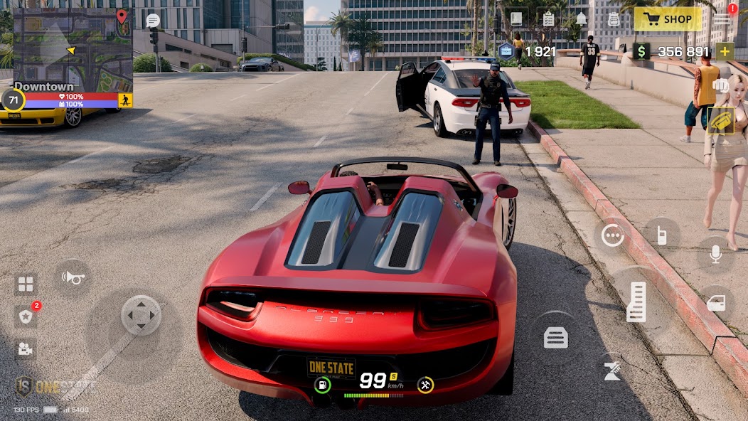 OneState RP 車で街を走るゲーム画面